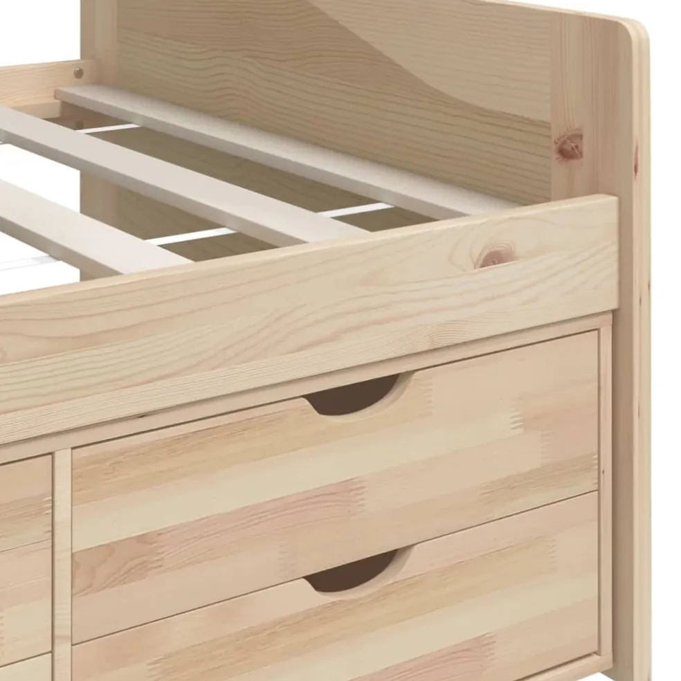 vidaXL Bedbank 3-zits met lades massief grenenhout 90x200 cm