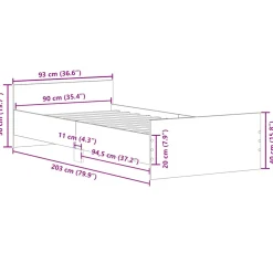 vidaXL Bedframe bewerkt hout wit 90x200 cm