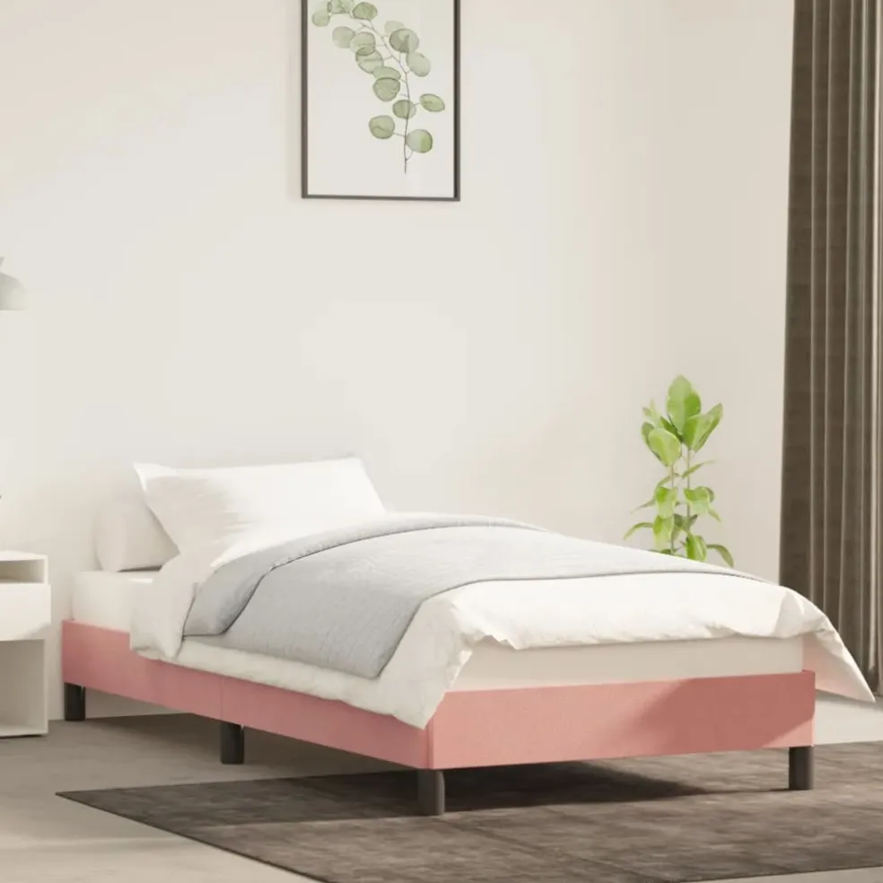 vidaXL Bedframe fluweel roze 80x200 cm