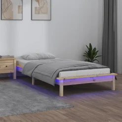 vidaXL Bedframe LED massief hout 90x200 cm