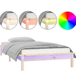 vidaXL Bedframe LED massief hout 90x200 cm
