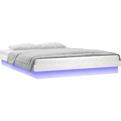 vidaXL Bedframe LED massief hout wit 120x200 cm