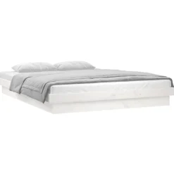 vidaXL Bedframe LED massief hout wit 120x200 cm