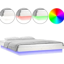 vidaXL Bedframe LED massief hout wit 120x200 cm