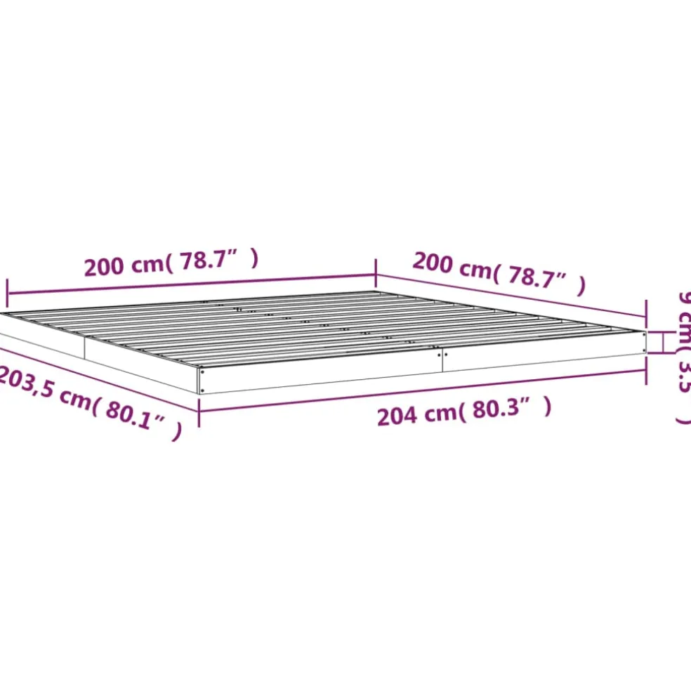 vidaXL Bedframe massief grenenhout wit 200x200 cm