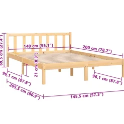 vidaXL Bedframe massief grenenhout 140x200 cm