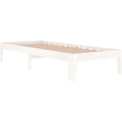 vidaXL Bedframe massief hout wit 75x190 cm
