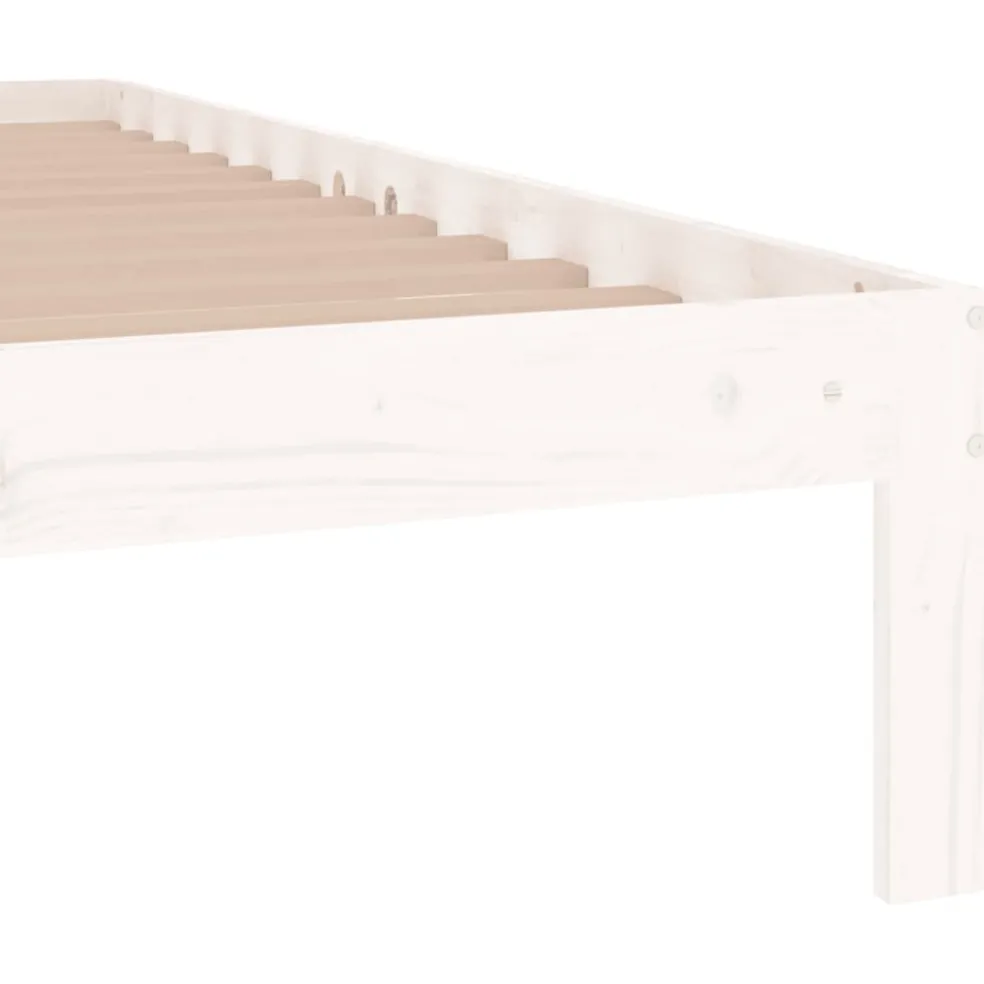 vidaXL Bedframe massief hout wit 75x190 cm