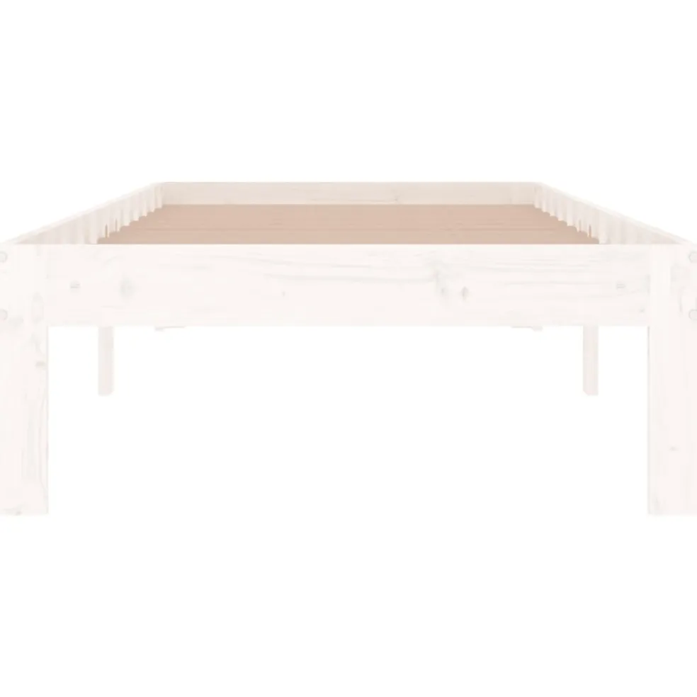 vidaXL Bedframe massief hout wit 75x190 cm