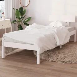vidaXL Bedframe massief hout wit 75x190 cm