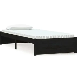vidaXL Bedframe massief hout zwart 75x190 cm
