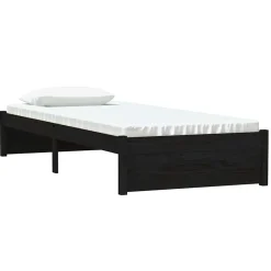 vidaXL Bedframe massief hout zwart 75x190 cm