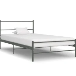 vidaXL Bedframe metaal grijs 90x200 cm