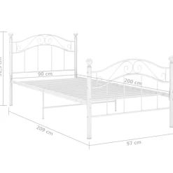 vidaXL Bedframe metaal wit 90x200 cm
