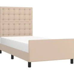 vidaXL Bedframe met hoofdbord kunstleer cappucinnokleurig 80x200 cm