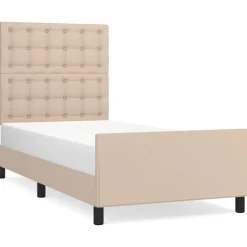 vidaXL Bedframe met hoofdbord kunstleer cappucinnokleurig 80x200 cm