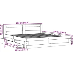 vidaXL Bedframe met hoofdeinde zonder matras 200x200 cm wit