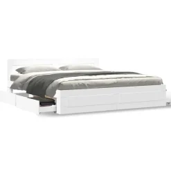 vidaXL Bedframe met hoofdeinde zonder matras 200x200 cm wit