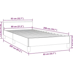 vidaXL Bedframe met hoofdeinde zonder matras 80x200 cm grijs