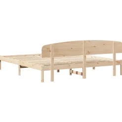 vidaXL Bedframe met hoofdeinde Naturel 200 x 200 cm Massief grenenhout