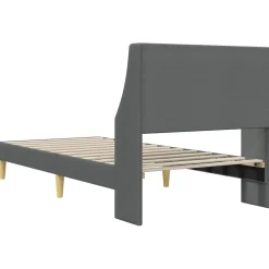 vidaXL Bedframe met hoofdeinde Donkergrijs 90 x 190 cm Stof