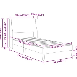 vidaXL Bedframe met hoofdeinde Donkergrijs 90 x 190 cm Stof