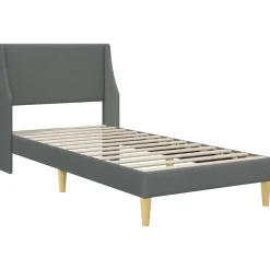 vidaXL Bedframe met hoofdeinde Donkergrijs 90 x 190 cm Stof