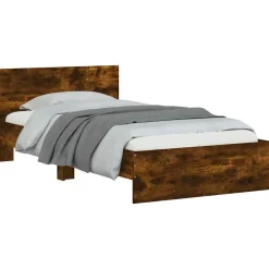 vidaXL Bedframe met hoofdeinde bewerkt hout gerookt eiken 100x200 cm