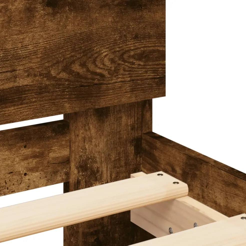 vidaXL Bedframe met hoofdeinde bewerkt hout gerookt eiken 100x200 cm