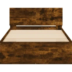 vidaXL Bedframe met hoofdeinde bewerkt hout gerookt eiken 100x200 cm