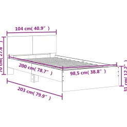 vidaXL Bedframe met hoofdeinde bewerkt hout gerookt eiken 100x200 cm