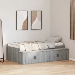 vidaXL Bedframe met lade Grijs Sonoma 90 x 200 cm Bewerkt hout