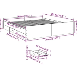 vidaXL Bedframe met lades bewerkt hout sonoma eikenkleurig 200x200 cm