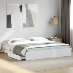 vidaXL Bedframe met lades bewerkt hout wit 200x200 cm