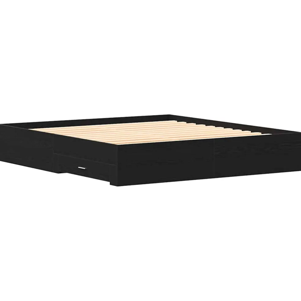 vidaXL Bedframe met lade Zwart Eiken 180 x 200 cm Bewerkt hout