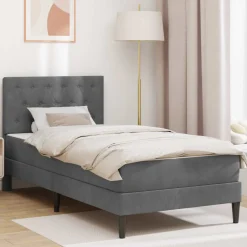 vidaXL Bedframe met matras Donkergrijs 80 x 200 cm Fluweel