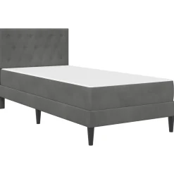 vidaXL Bedframe met matras Donkergrijs 80 x 200 cm Fluweel