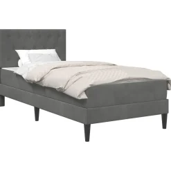 vidaXL Bedframe met matras Donkergrijs 80 x 200 cm Fluweel