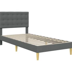 vidaXL Bedframe met matras met hoofdeinde Donkergrijs 80 x 200 cm Stof