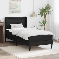vidaXL Bedframe met matras 90 x 190 cm Zwart