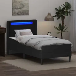 vidaXL Bedframe met matras 90 x 190 cm Zwart