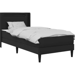 vidaXL Bedframe met matras 90 x 190 cm Zwart