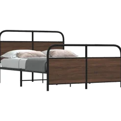 vidaXL Bedframe zonder matras metaal bruin eikenkleurig 137x190 cm