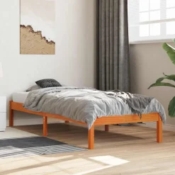 vidaXL Bedframe zonder matras massief grenenhout wasbruin 75x190 cm
