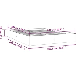 vidaXL Bedframe zonder matras massief hout 200x200 cm