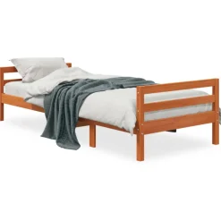 vidaXL Bedframe zonder matras massief grenenhout wasbruin 90x200 cm