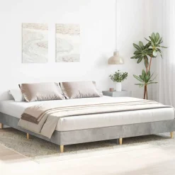 vidaXL Bedframe zonder matras 200x200 cm spaanplaat betongrijs