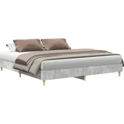vidaXL Bedframe zonder matras 200x200 cm spaanplaat betongrijs