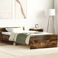 vidaXL Bedframe zonder matras hout gerookt eikenkleurig 90x200 cm
