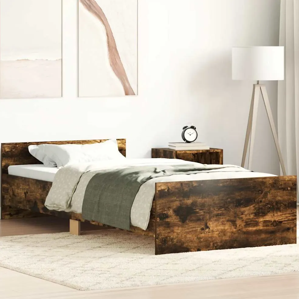 vidaXL Bedframe zonder matras hout gerookt eikenkleurig 90x200 cm